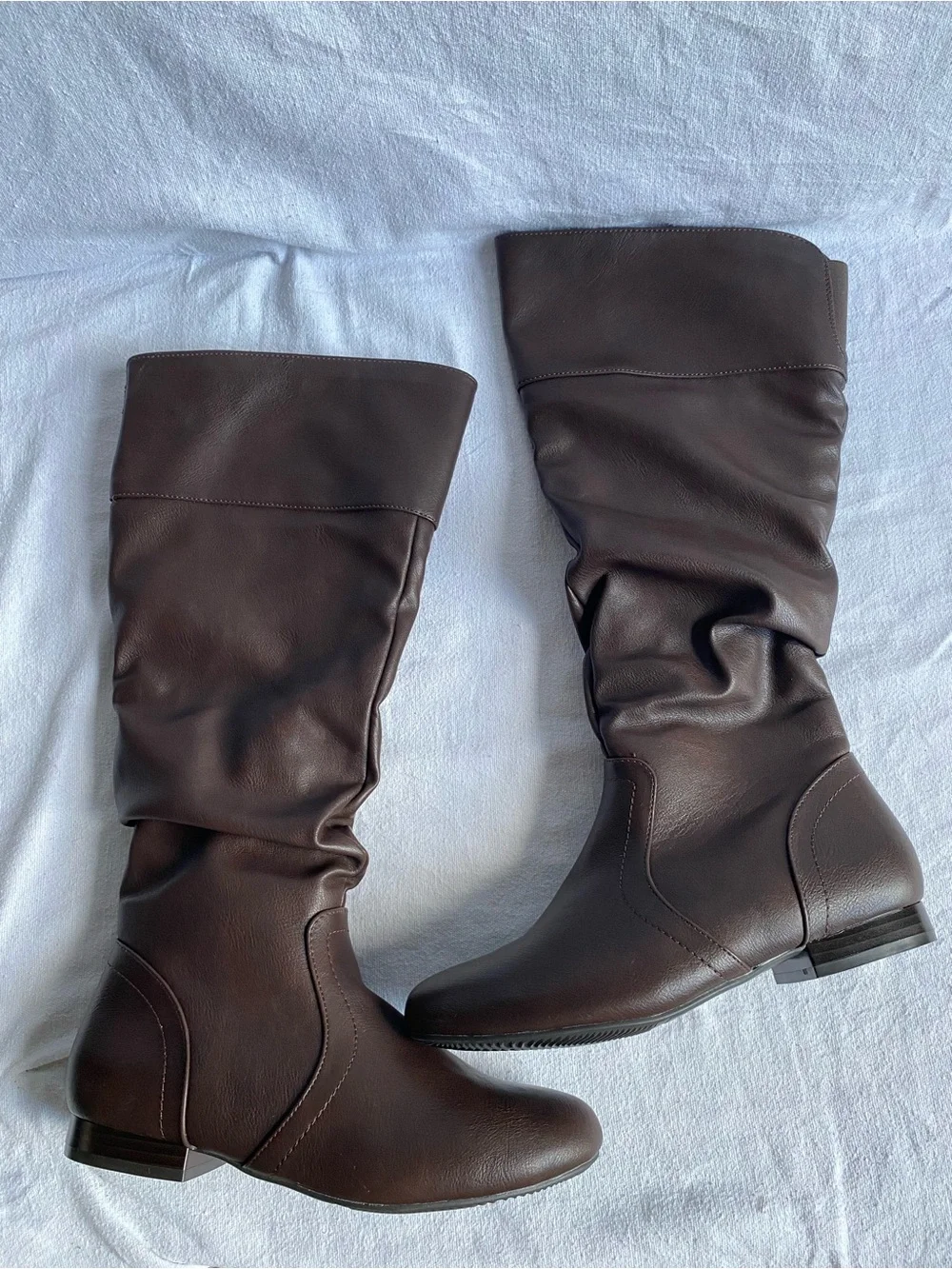 Women’s Wide Calf Faux Fur Slouchy Low Heel Side Sip Dream Pairs Dark Brown Boot